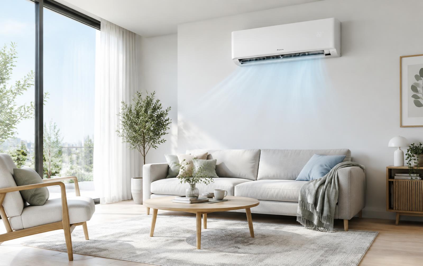 Montierte Klimaanlage im Wohnzimmer